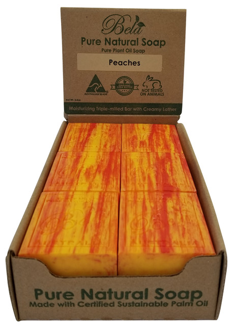 Bela Peach Soap - 3.5 oz - 12pc Merchandiser - Top Bela Peach Soap - 3.5 oz - 12pc Merchandiser - Top
