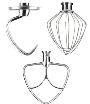 KitchenAid 4KSM90PS7WH0 Mixer Dough Hook Flat Beater Wire Whip Stainless Steel Set