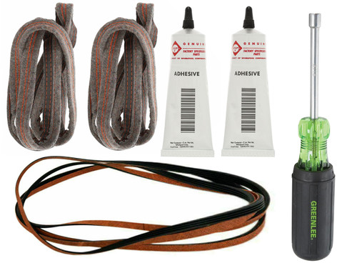 Whirlpool 7MWGD87HEDC1 OEM Dryer Drum Felts Glue Belt Tool Kit - Includes Front & Back Drum Felts with Glue, Drum Belt, and Install Nut Driver Tool