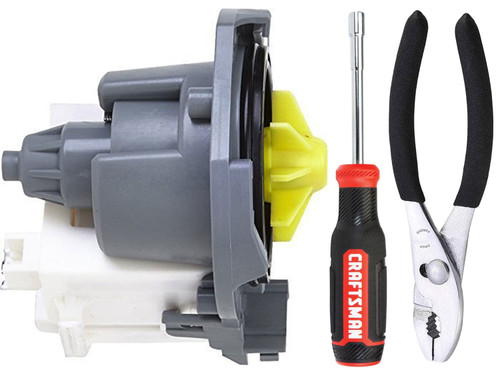 Amana ADB1500ADS2 Dishwasher Water Drain Pump & Install Tools (nutdriver and pliers)