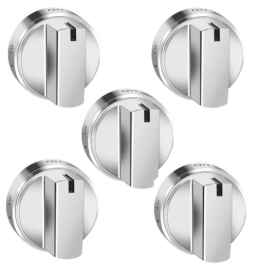 GE JGB860EEJ1ES Heavy Duty (Not Plastic) Stainless Steel Oven Range Knobs (5 Pack)