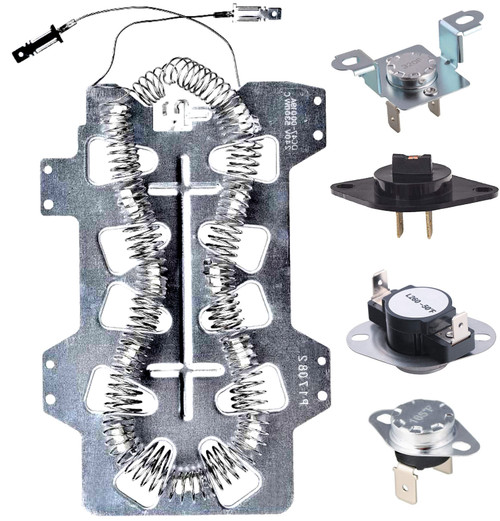 DVE45R6100W/A3 Dryer Heating Element Fuses Thermistor Ultimate Kit