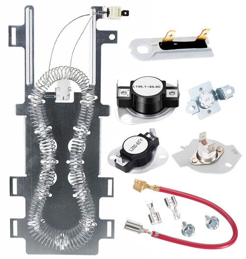 WED7800XW0 Whirlpool Dryer Heater & All Thermostats Thermal Fuses Kit