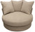 44" Sand Linen Upholstered Swivel Round Accent Chair And Toss Pillows N270-490984