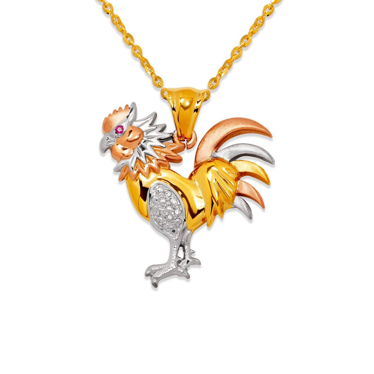 468-314 Fancy Rooster CZ Pendant - Line Gold, Inc.