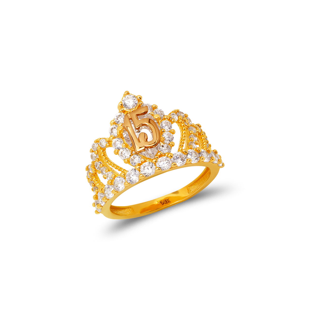 273-682 Ladies 15 Anos Tiara CZ Ring - Line Gold, Inc.