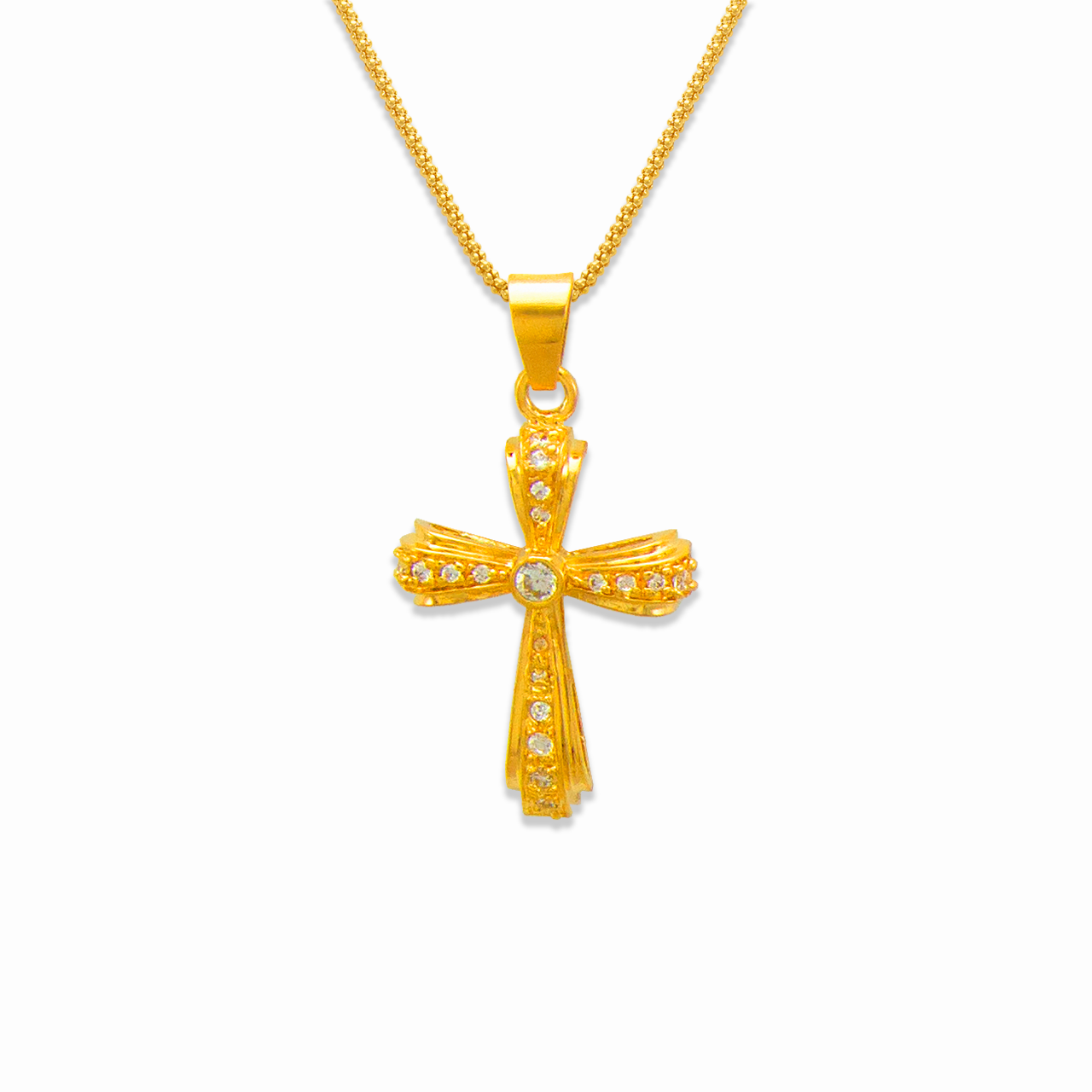 663-003 Cross CZ Pendant - Line Gold, Inc.