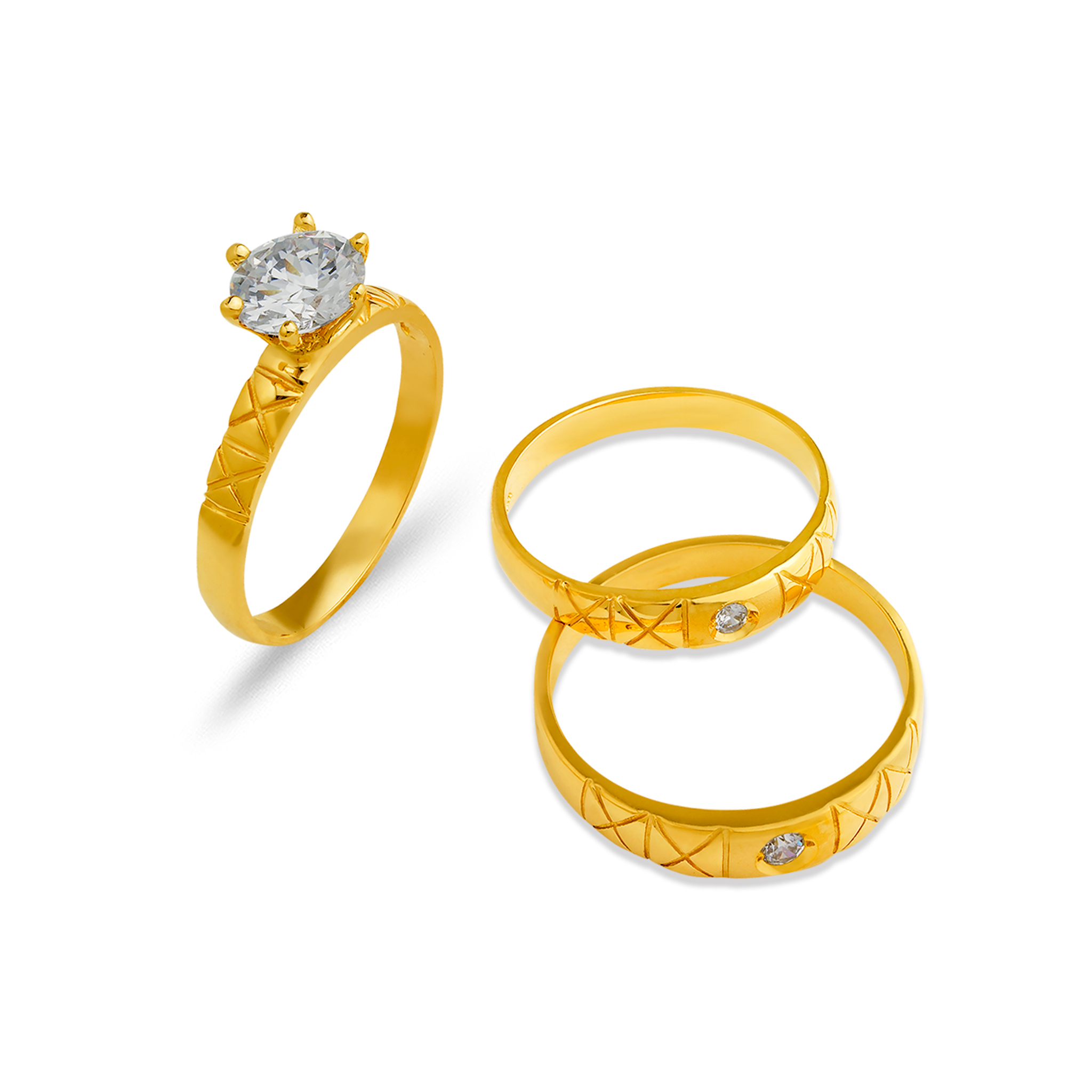 473-670S Wedding Trio Ring Set - Line Gold, Inc.