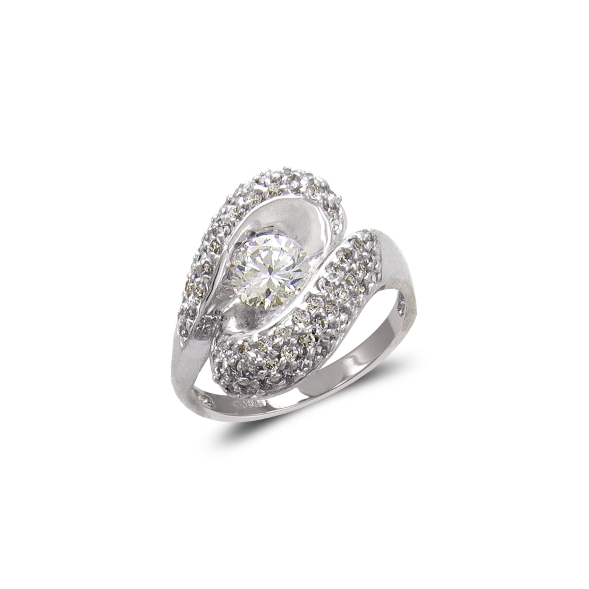 873-310W Ladies Fashion White Solitaire CZ Ring - Line Gold, Inc.