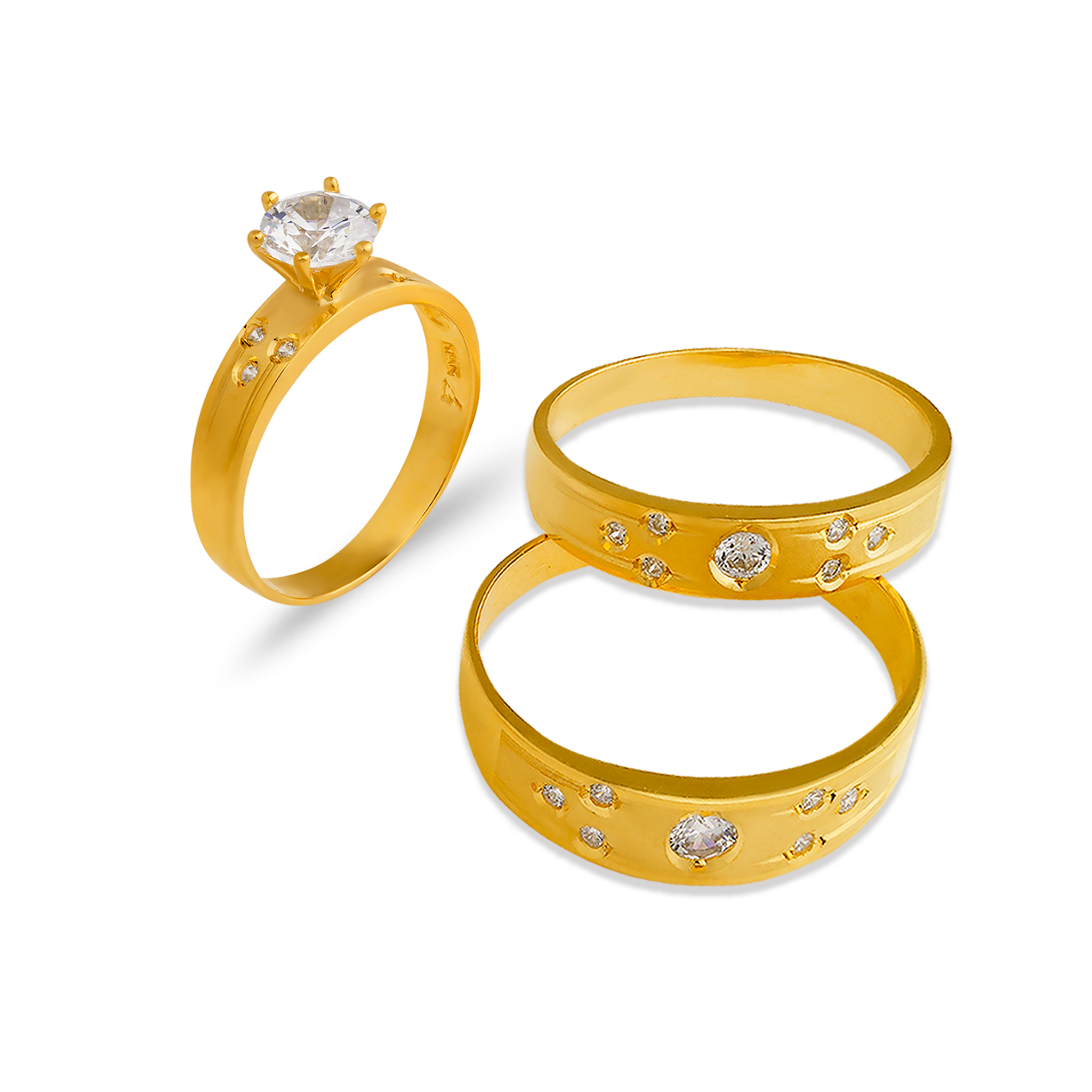 473-601S Wedding Trio Ring Set - Line Gold, Inc.