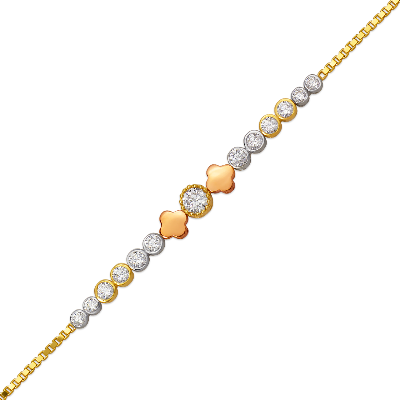 223011 Ladies High Polished CZ Bracelet Line Gold, Inc.