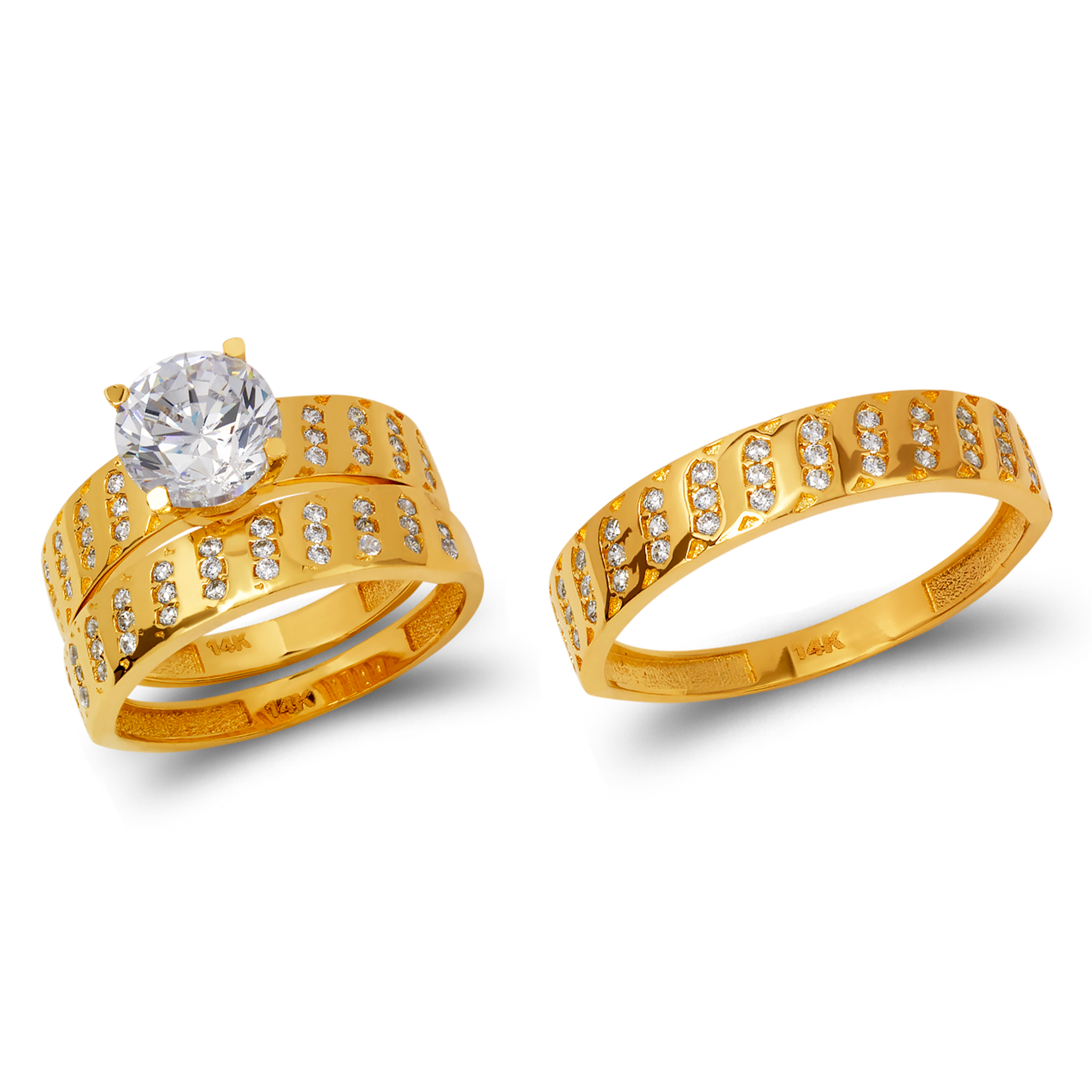 273-711 CZ Wedding Trio Ring Set - Line Gold, Inc.