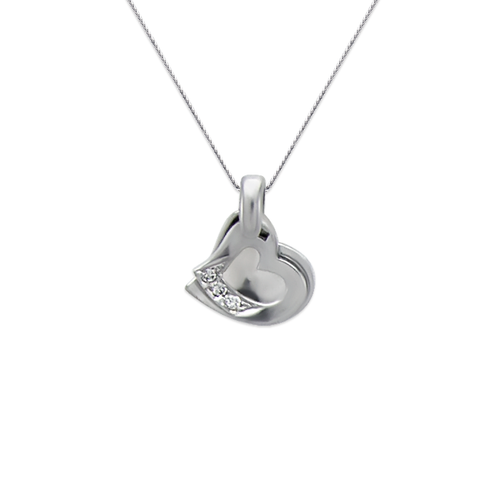 663-016W Two Hearts CZ Pendant
