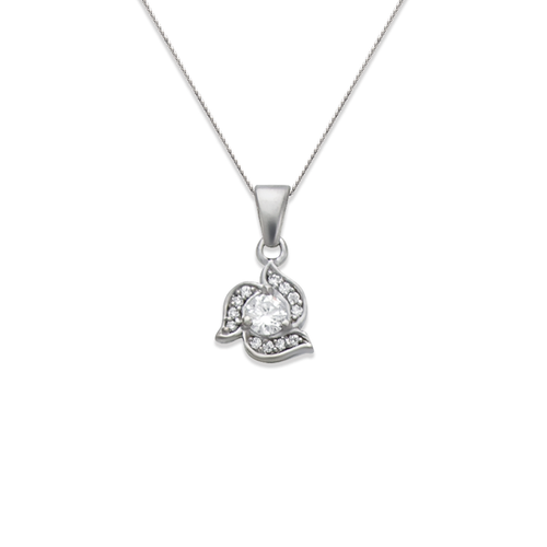 663-018W Flower CZ Pendant