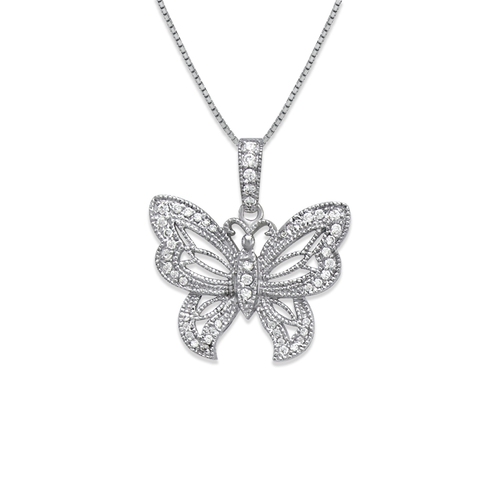 663-019W Butterfly CZ Pendant