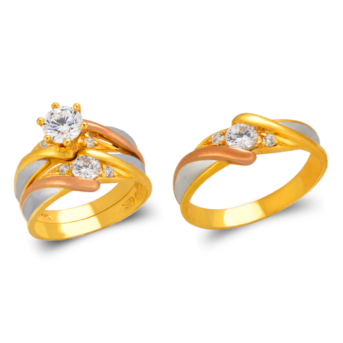 473-810TS Tricolor Wedding Trio Ring Set