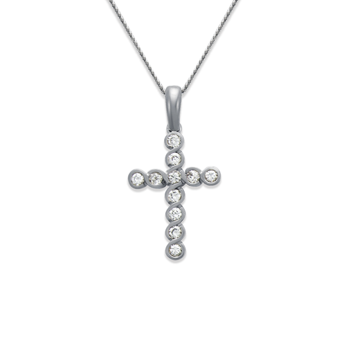 661-021W Cross CZ Pendant
