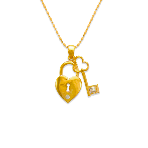 661-024 Heart Locket and Key CZ Pendant