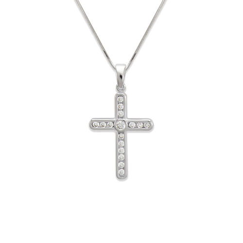 661-113W Cross CZ Pendant