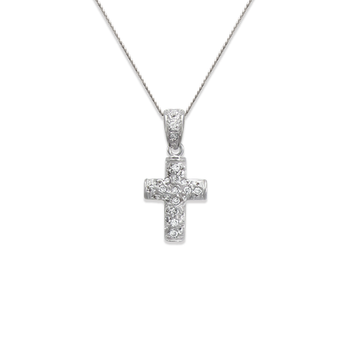 661-116W Cross CZ Pendant