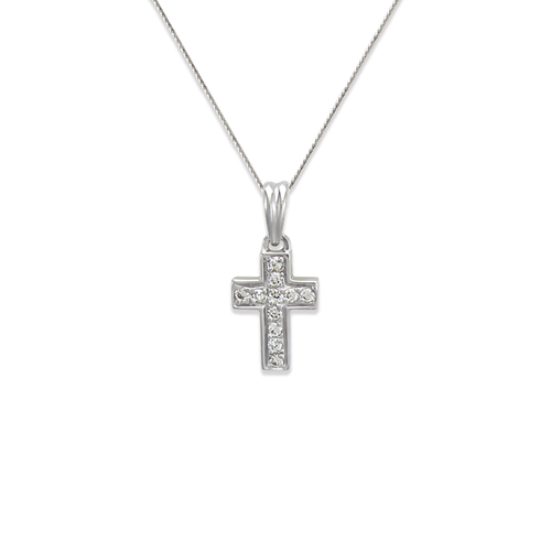 661-117W Cross CZ Pendant