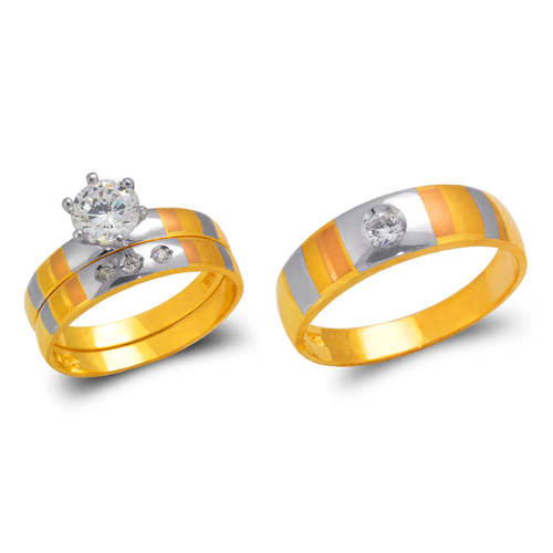 473-667TS Tricolor Wedding Trio Ring Set