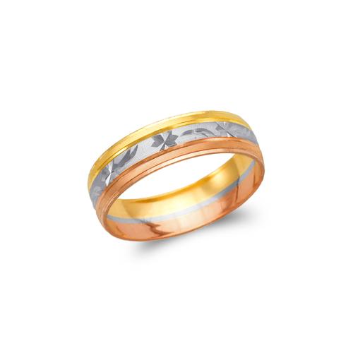 372-007T Tricolor Shooting Star Stamping Wedding Band