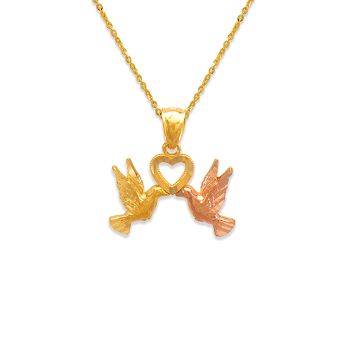568-129 Two Doves Kissing with Heart Pendant