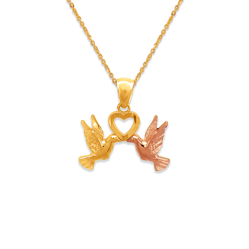 568-129 Two Doves Kissing with Heart Pendant