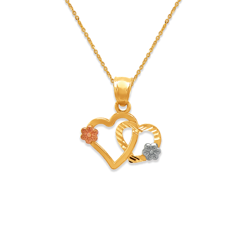568-131 Two Hearts and Flowers Pendant