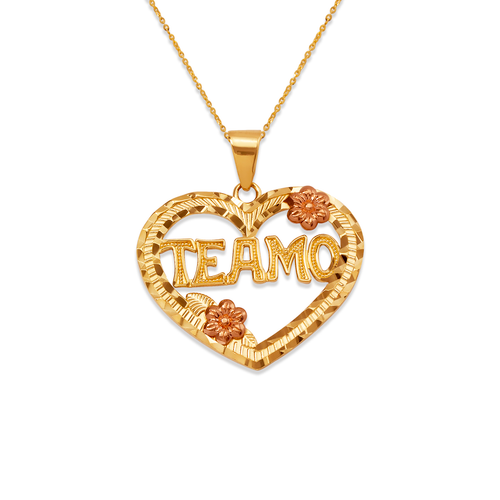 568-184 Te Amo Rose Heart Pendant