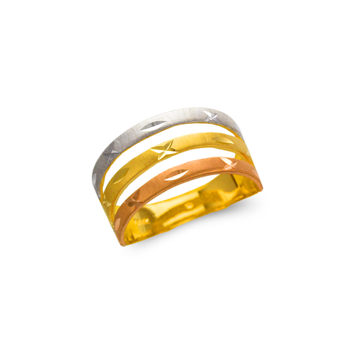 577-012T Ladies Tricolor 3 Layer Band Ring