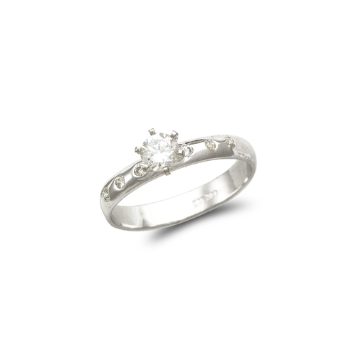 671-004W 3mm Ladies White Solitaire Ring