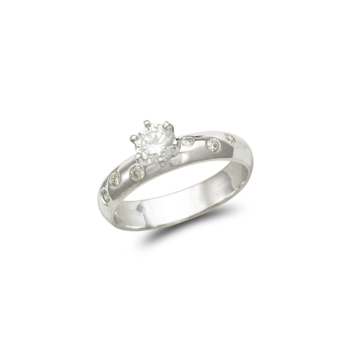 671-005W 4mm Ladies White Solitaire Ring