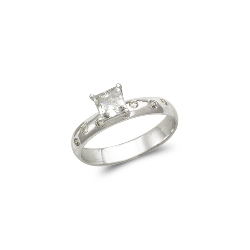 671-008W 4mm Ladies White Solitaire Ring