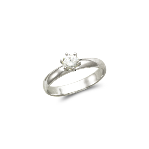 671-012W 3mm Ladies White Solitaire Ring