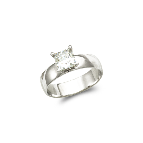 671-015W 5mm Ladies White Solitaire Ring