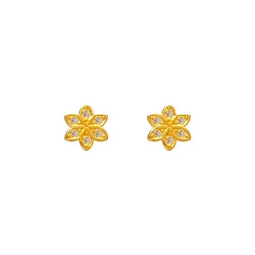 343-131 Sunflower Pave CZ Stud Earrings