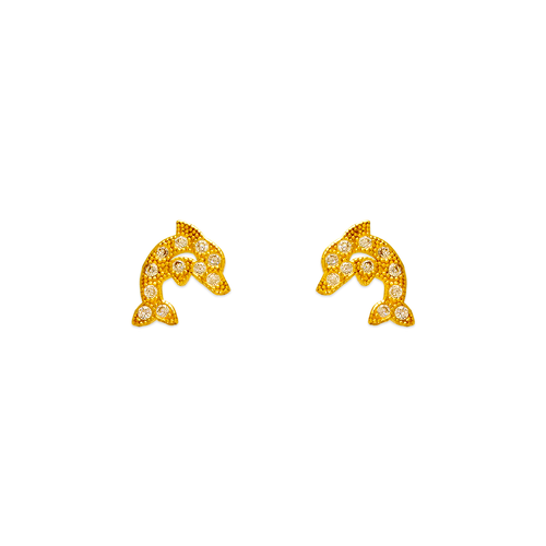 343-132 Dolphin Pave CZ Stud Earrings