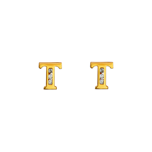 583-102T Initial "T" Stud Earrings