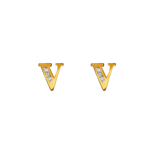 583-102V Initial "V" Stud Earrings