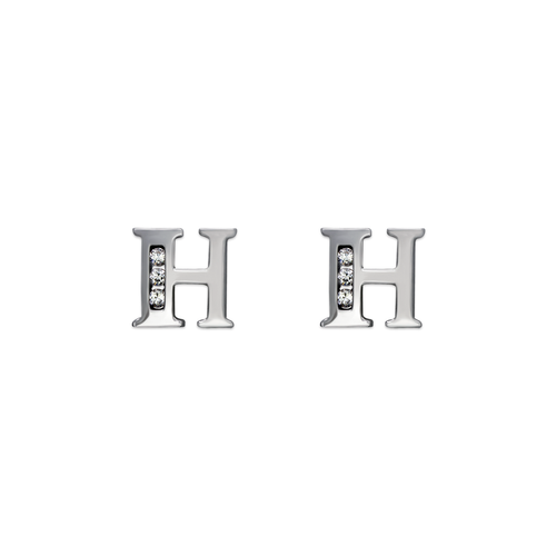 583-102WH Initial "H" Stud Earrings