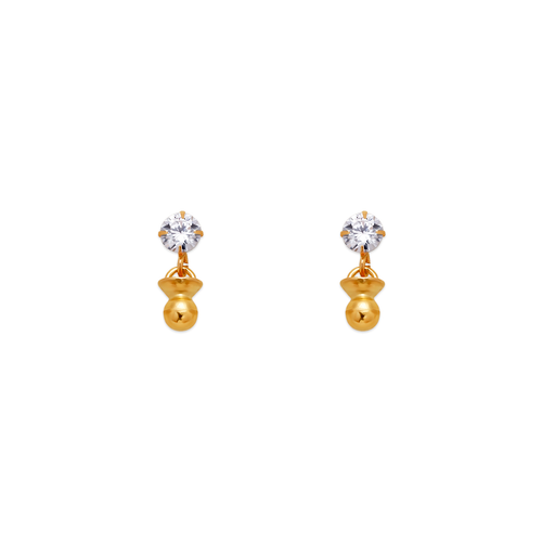 343-203 Dangling Pacifier CZ Stud Earrings