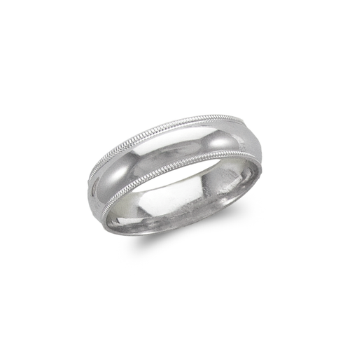 579-014W 6mm Milligrain White Wedding Band