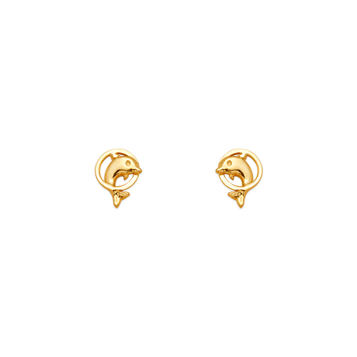 343-219 Dolphin Ring Stud Earrings