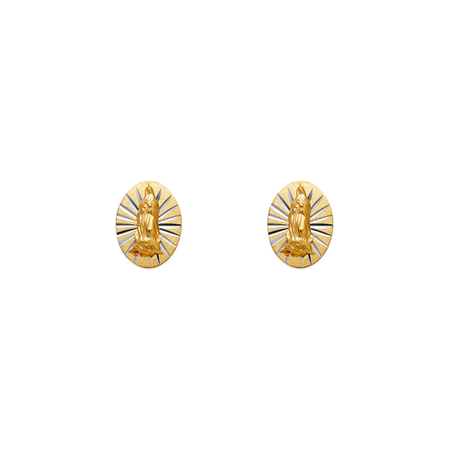 343-301 Small Virgin Mary Oval Stud Earrings