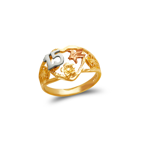 678-020 Ladies 15 Anos Heart Filigree Ring