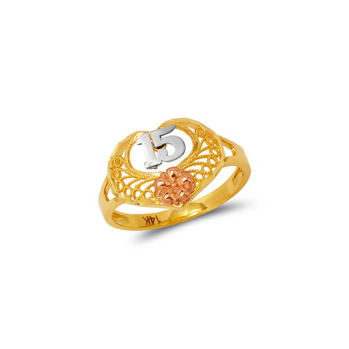 678-021 Ladies 15 Anos Flower Filigree Ring