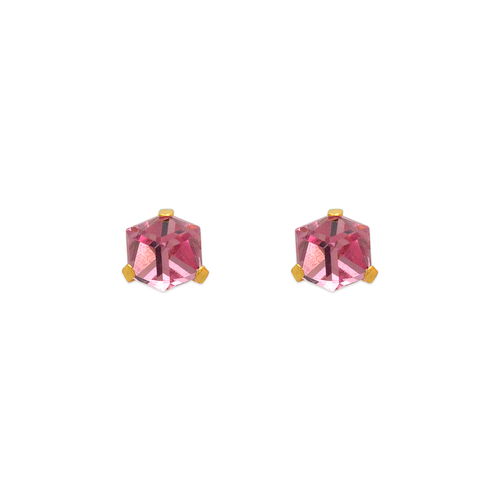 343-402PK Pink Disco Cube CZ Stud Earrings