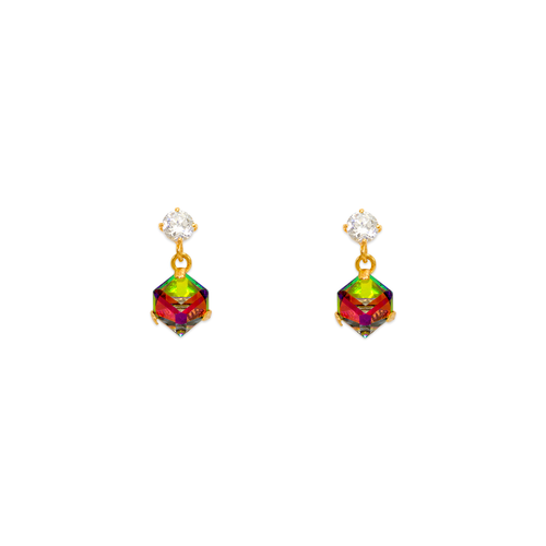 343-404 Disco Cube CZ Stud Earrings